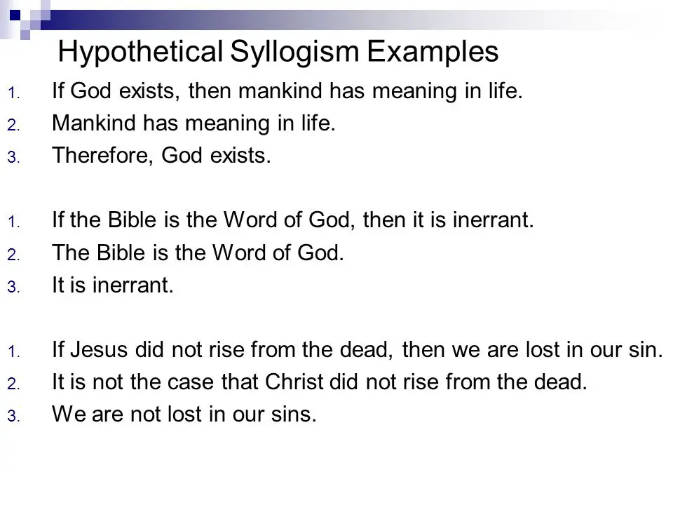 hypothetical syllogism Example