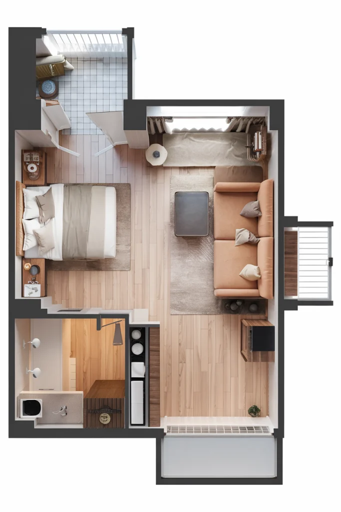 17 Studio Apartment Design Layout Floor Plan Ideas