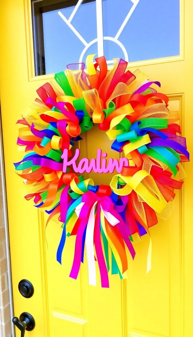 21 Stunning Deco Mesh Christmas Wreaths That Will Leave You Speechless! - 4. Whimsical Rainbow Delight