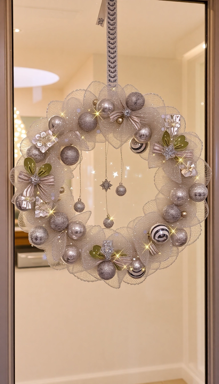 21 Stunning Deco Mesh Christmas Wreaths That Will Leave You Speechless! - 7. Sparkling Glitter Glam