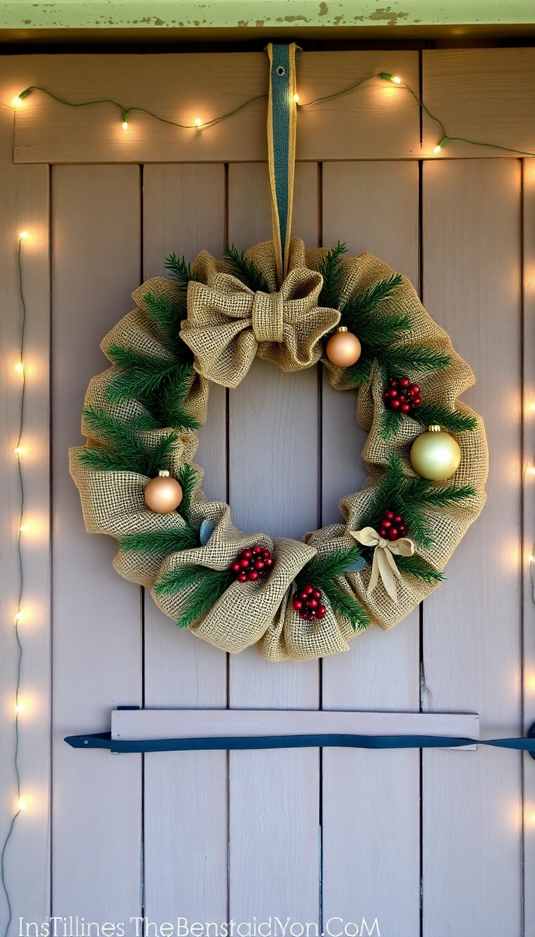 21 Stunning Deco Mesh Christmas Wreaths That Will Leave You Speechless! - 3. Rustic Charm with Burlap