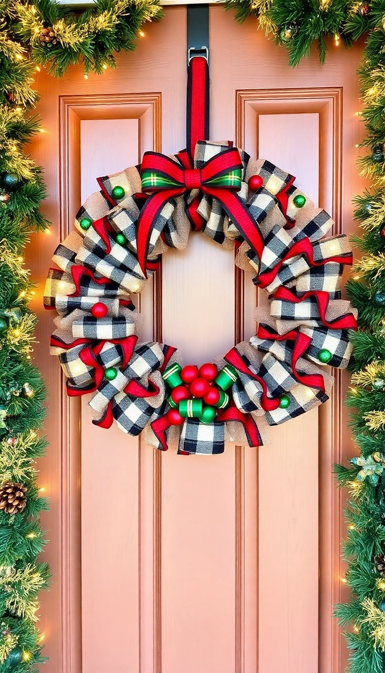 21 Stunning Deco Mesh Christmas Wreaths That Will Leave You Speechless! - 9. Classic Holiday Plaid