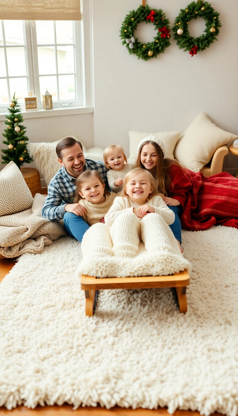 21 Magical Christmas Mini Session Ideas Indoors That Will Leave You Breathless! - 14. Sledding Indoors