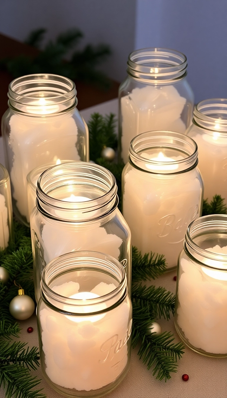 21 Stunning Christmas Centerpieces Under $20 That Will Wow Your Guests! - Candles in Glass Jars