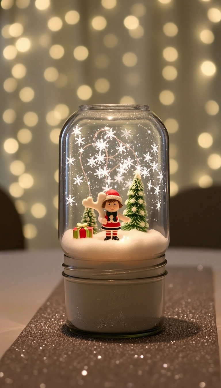 21 Stunning Christmas Centerpieces Under $20 That Will Wow Your Guests! - DIY Snow Globe Centerpiece