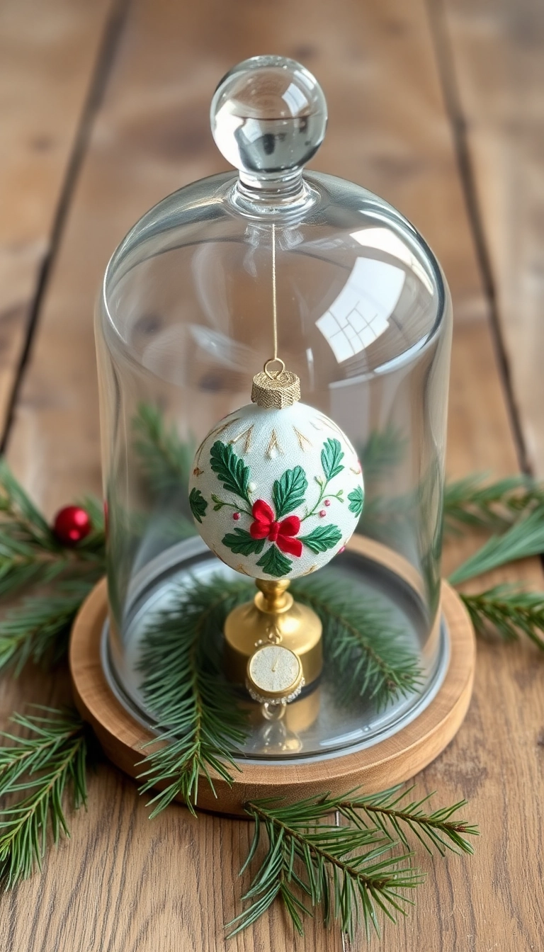 21 Stunning Christmas Centerpieces Under $20 That Will Wow Your Guests! - Glass Cloche with Seasonal Decor