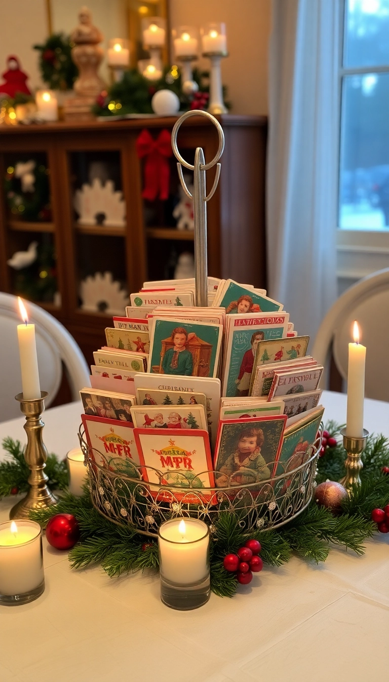 21 Stunning Christmas Centerpieces Under $20 That Will Wow Your Guests! - Vintage Christmas Cards Display