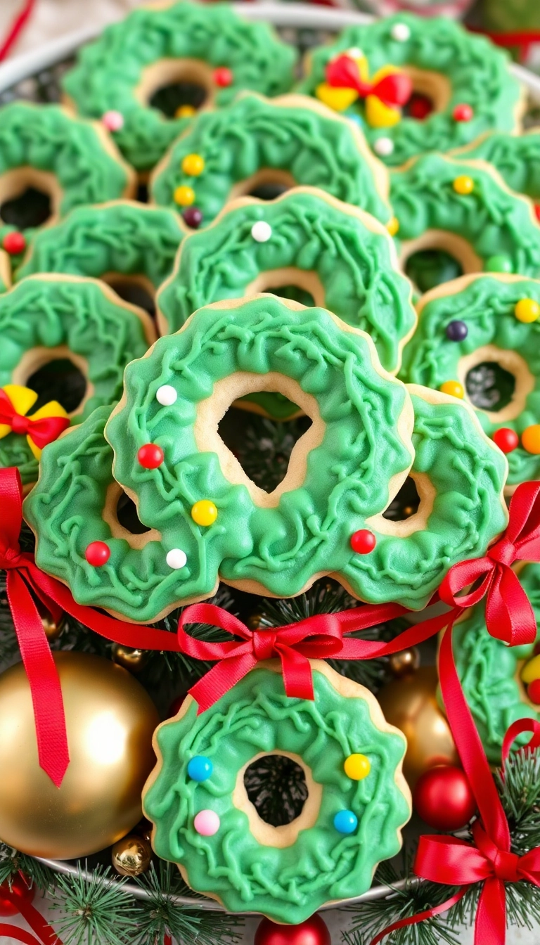 21 Festively Decorated Christmas Sugar Cookies That Will Dazzle Your Guests! - 7. Festive Wreath Cookies