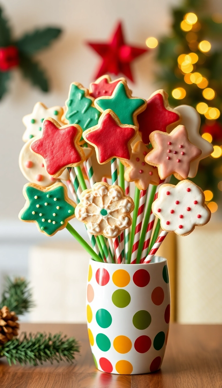 21 Festively Decorated Christmas Sugar Cookies That Will Dazzle Your Guests! - 20. Christmas Cookie Bouquet