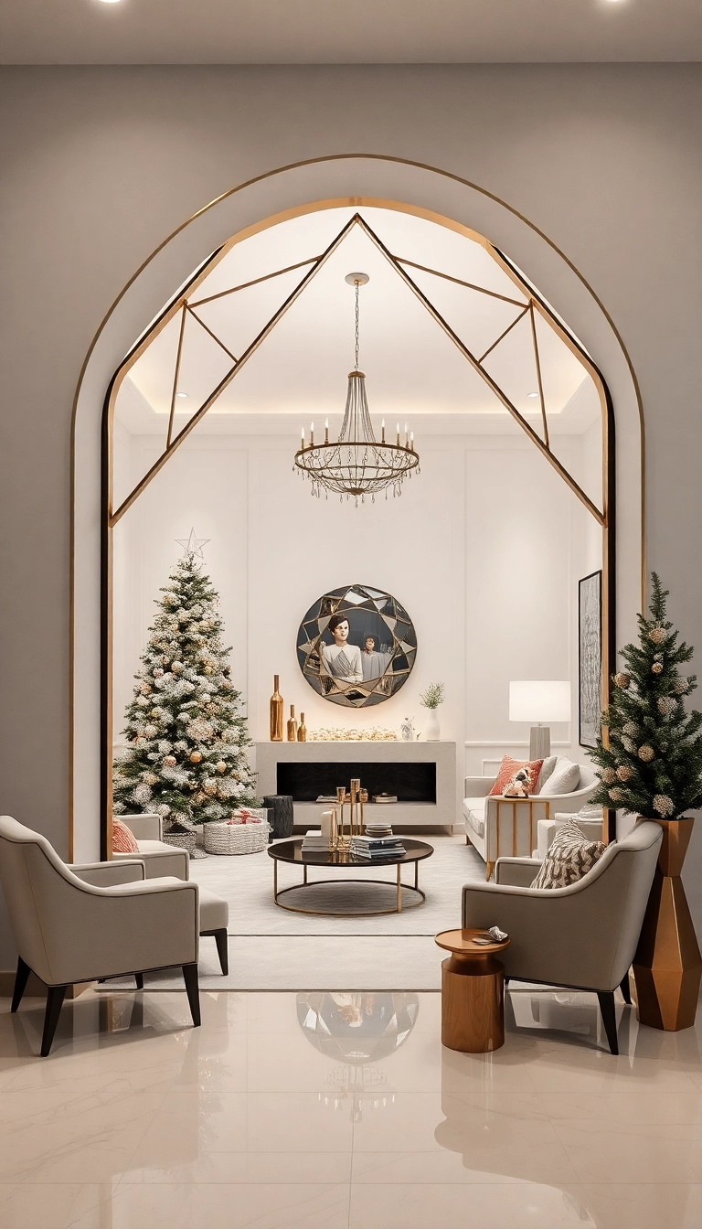 21 Stunning Christmas Archway Decor Ideas to Transform Your Indoor Space (You Won't Believe #14!) - 9. Modern Geometric Shapes