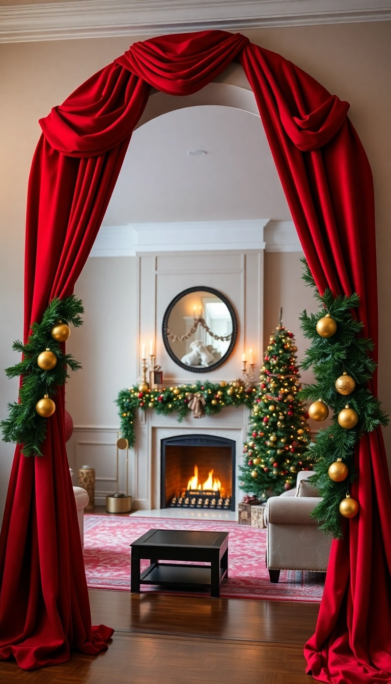 21 Stunning Christmas Archway Decor Ideas to Transform Your Indoor Space (You Won't Believe #14!) - 2. Festive Fabric Drapes