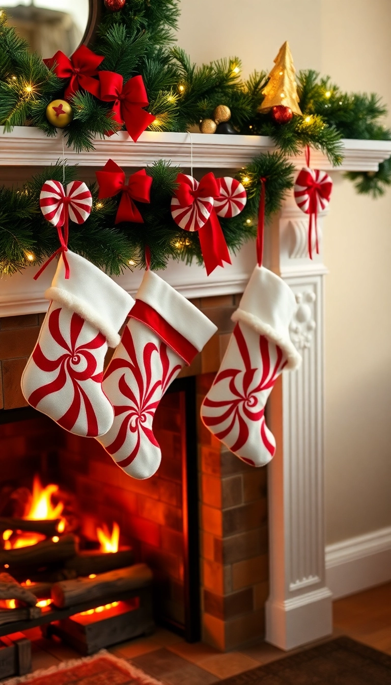 21 Peppermint Christmas Decorations That'll Sweeten Your Holiday Spirit (Wait Until You See #13!) - 6. Peppermint-Themed Stockings