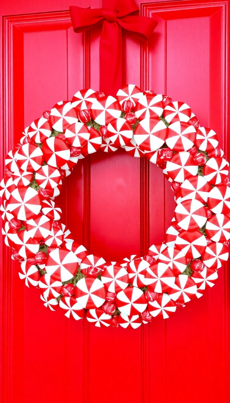 21 Peppermint Christmas Decorations That'll Sweeten Your Holiday Spirit (Wait Until You See #13!) - 1. Peppermint Candy Wreath