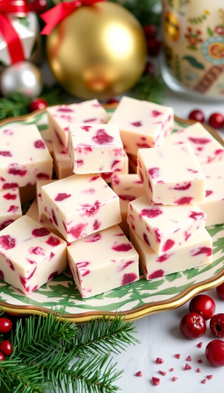 21 Irresistible Cranberry Dessert Recipes You’ll Want to Make This Holiday Season! - 9. Cranberry and White Chocolate Fudge