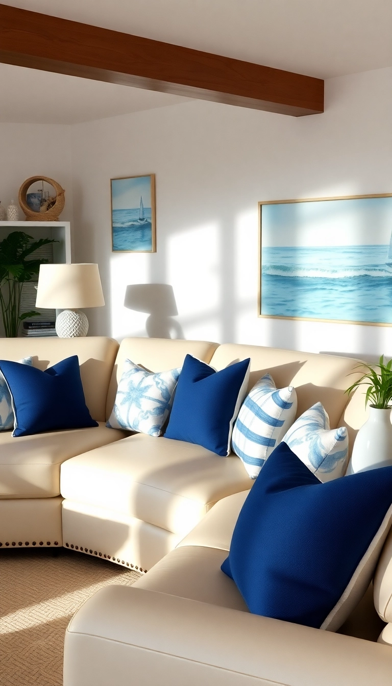 21 Stunning Leather Couch Living Room Decor Ideas That Will Transform Your Space! - 7. Coastal Retreat