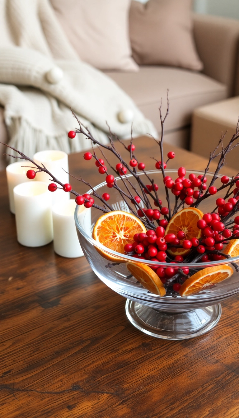 21 Christmas Coffee Table Decor Ideas That Will Have Your Guests Raving! - 10. Natural Elements Display