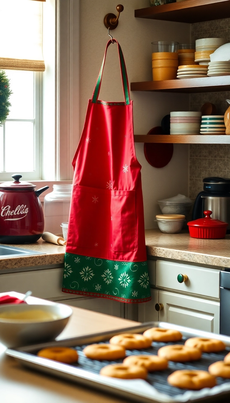 21 Christmas Kitchen Decor Ideas That'll Make You Feel the Holiday Spirit! - 6. Holiday-Themed Aprons