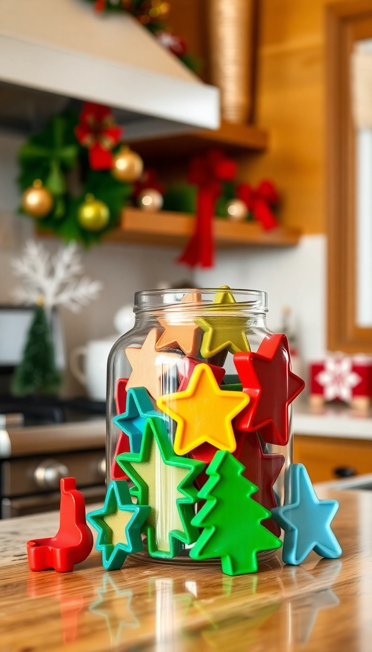 21 Christmas Kitchen Decor Ideas That'll Make You Feel the Holiday Spirit! - 16. Christmas Cookie Cutters Display