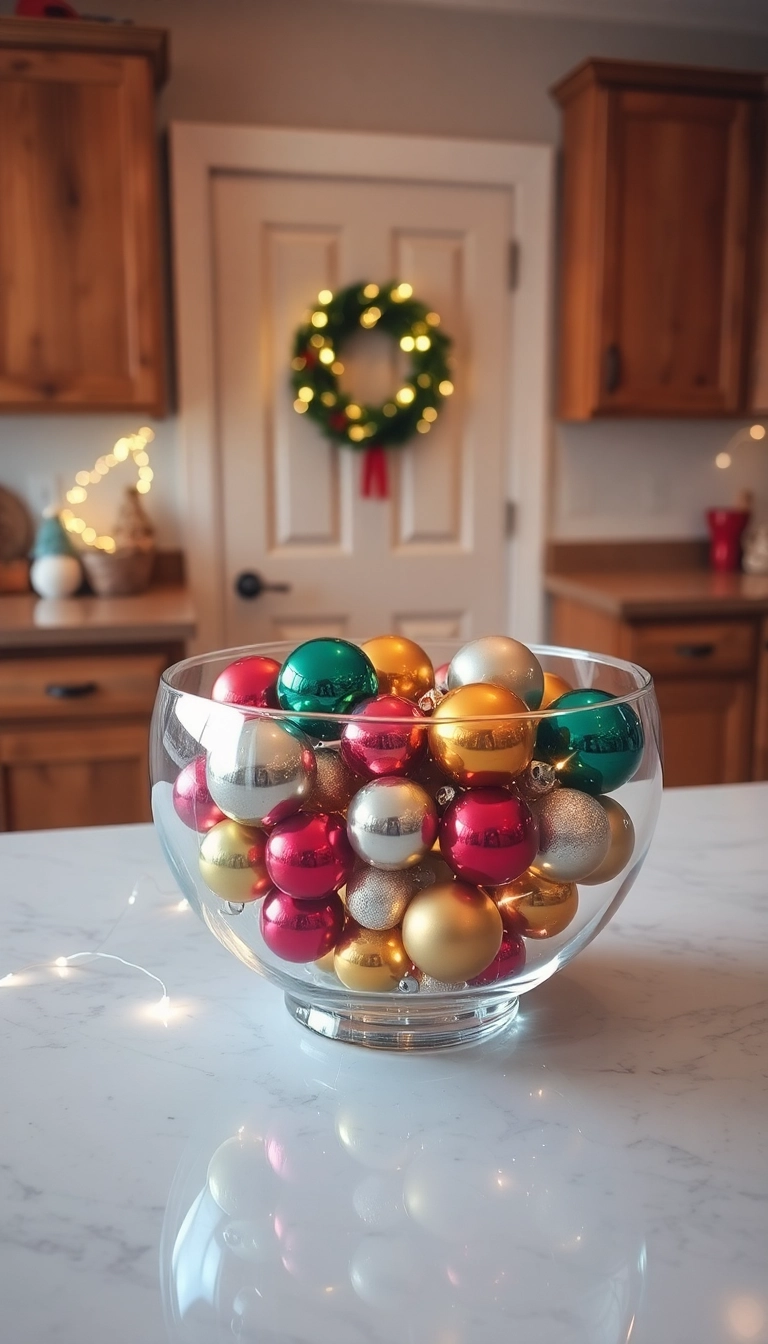 21 Christmas Kitchen Decor Ideas That'll Make You Feel the Holiday Spirit! - 3. Sparkling Glass Ornaments