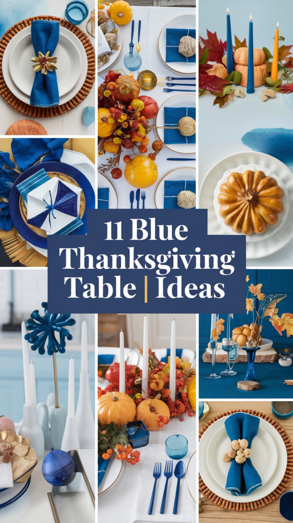 Blue Thanksgiving Table Decor Ideas