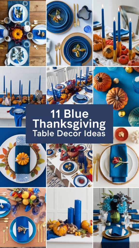 Blue Thanksgiving Table Decor Ideas