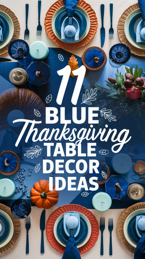 Blue Thanksgiving Table Decor Ideas