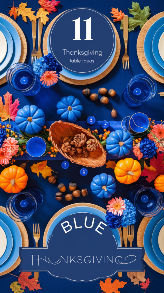 Blue Thanksgiving Table Decor Ideas