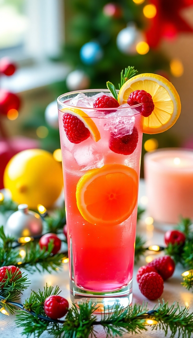 21 Irresistible Christmas Mocktails That Will Make Your Holiday Celebrations Sparkle! - 16. Raspberry Lemon Fizz