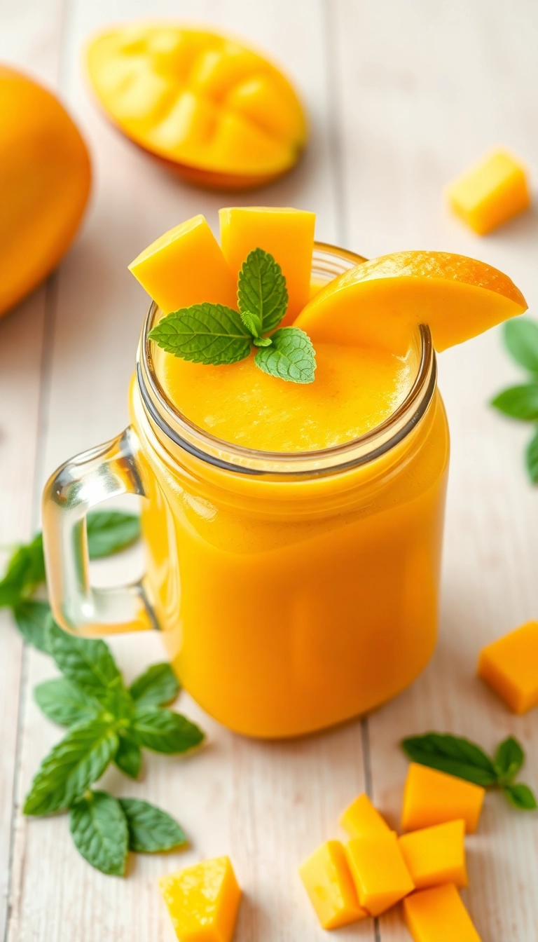 20 Delicious Fruit Breakfast Smoothies for Weight Loss (Warning: #15 Is Addictive!) - 4. Mango Mint Cooler