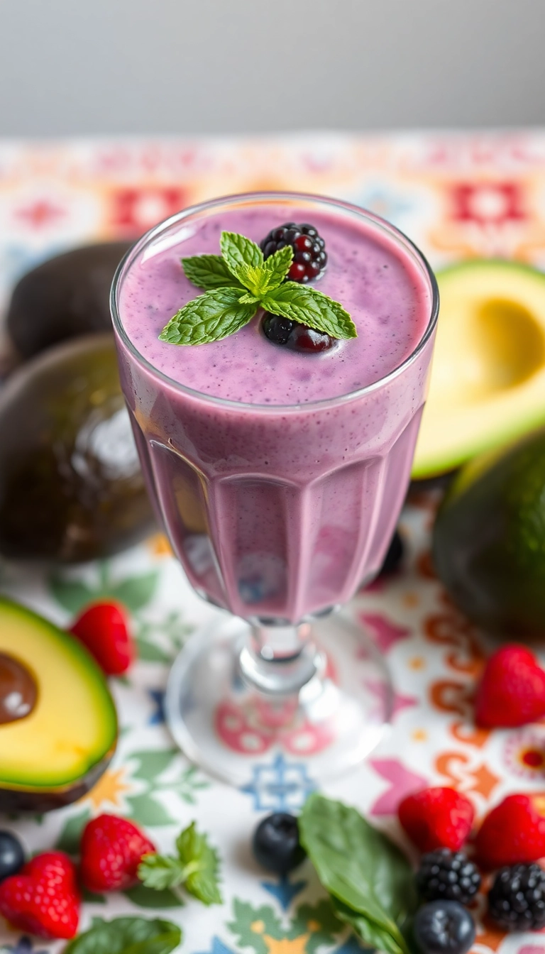 20 Delicious Fruit Breakfast Smoothies for Weight Loss (Warning: #15 Is Addictive!) - 8. Avocado Berry Smoothie