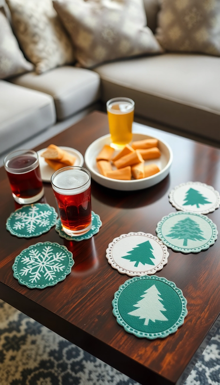 21 Simple and Elegant Last Minute Christmas Decorations That Wow! - 19. Holiday-Themed Coasters