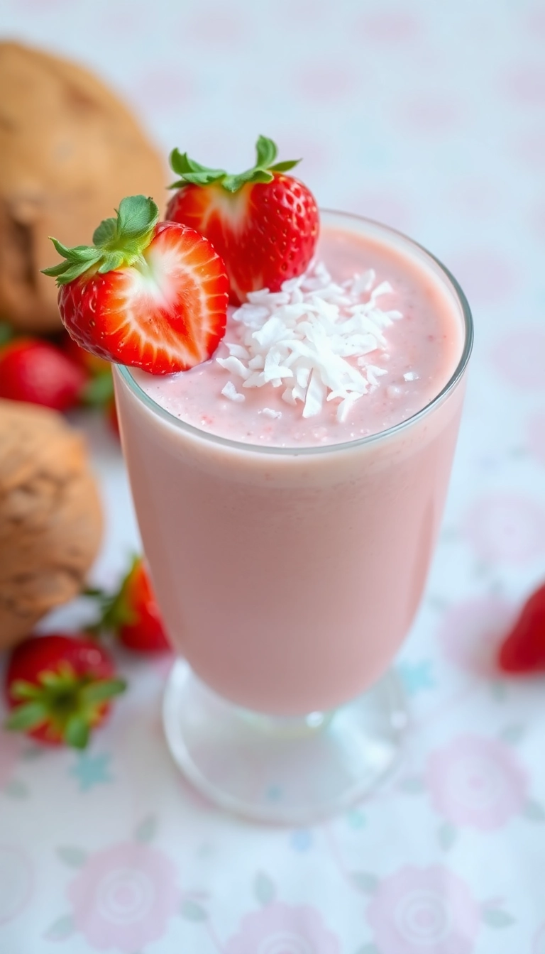 20 Delicious Fruit Breakfast Smoothies for Weight Loss (Warning: #15 Is Addictive!) - 6. Strawberry Coconut Dream