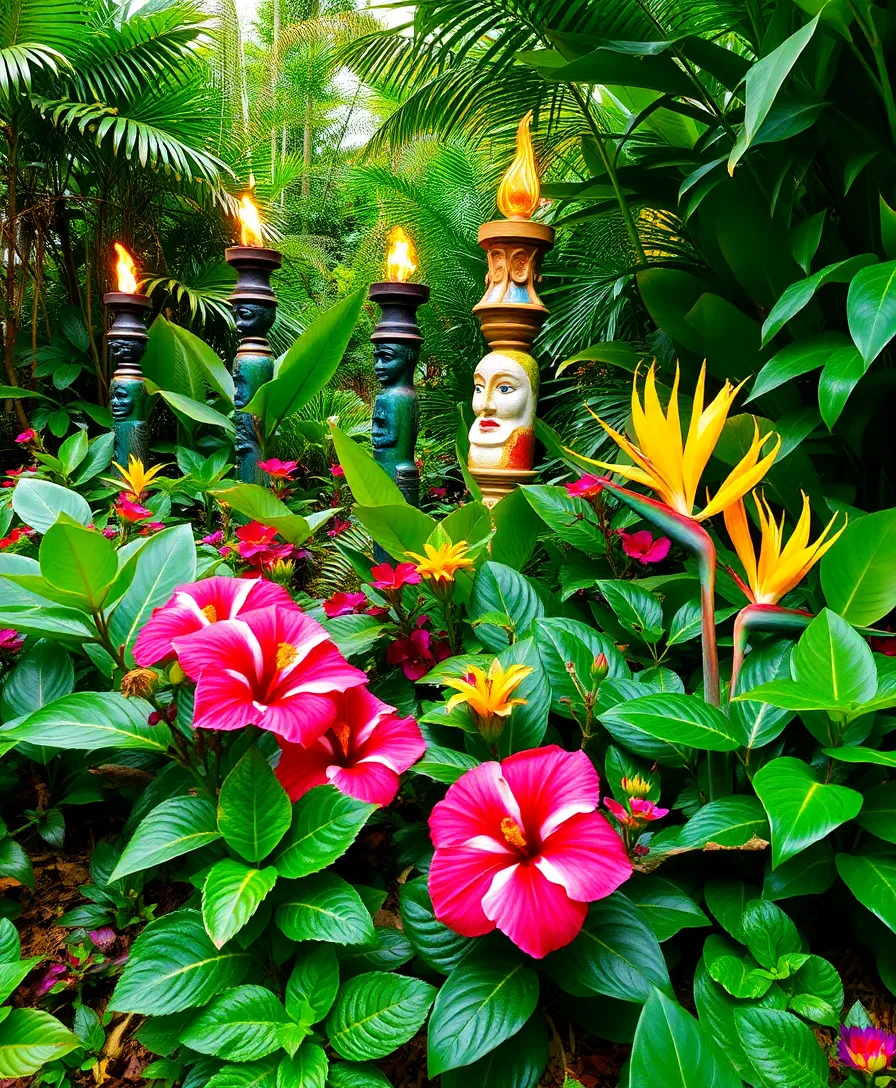 21 Unique Chaos Gardening Flower Bed Designs That Break All the Rules! - 3. Tropical Escape