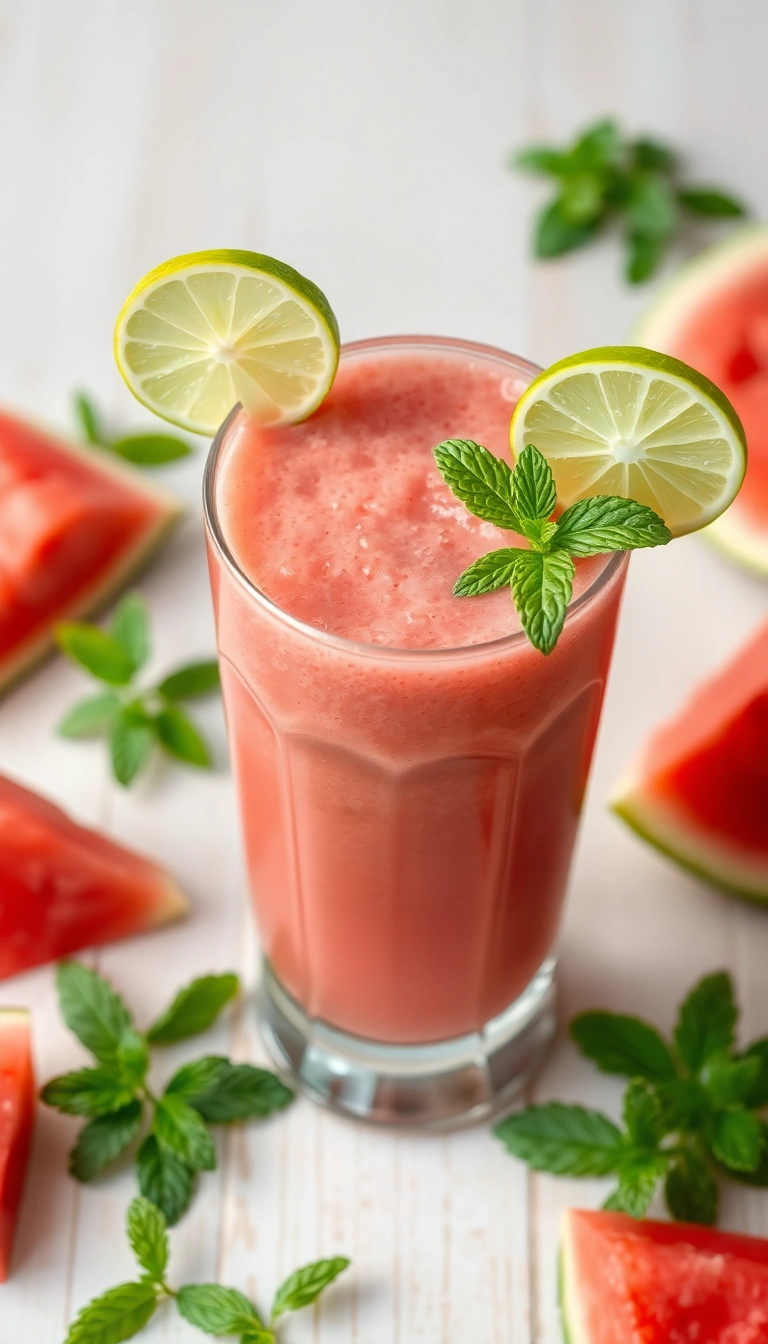 20 Delicious Fruit Breakfast Smoothies for Weight Loss (Warning: #15 Is Addictive!) - 14. Watermelon Mint Smoothie