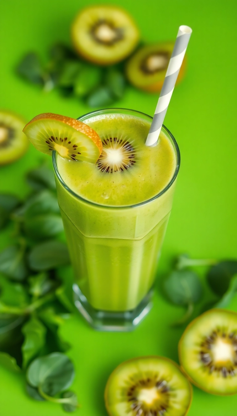 20 Delicious Fruit Breakfast Smoothies for Weight Loss (Warning: #15 Is Addictive!) - 9. Kiwi Spinach Smoothie