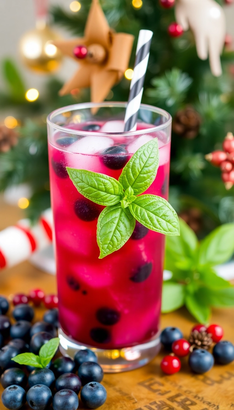 21 Irresistible Christmas Mocktails That Will Make Your Holiday Celebrations Sparkle! - 19. Blueberry Basil Smash