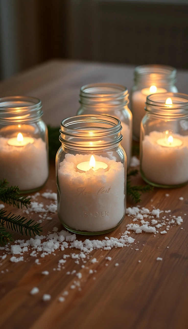 21 Simple and Elegant Last Minute Christmas Decorations That Wow! - 2. Candlelit Mason Jars