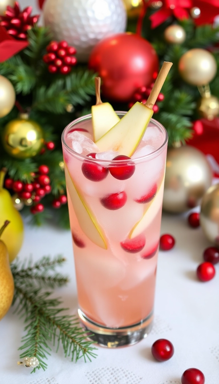 21 Irresistible Christmas Mocktails That Will Make Your Holiday Celebrations Sparkle! - 11. Spiced Pear and Cranberry Cooler