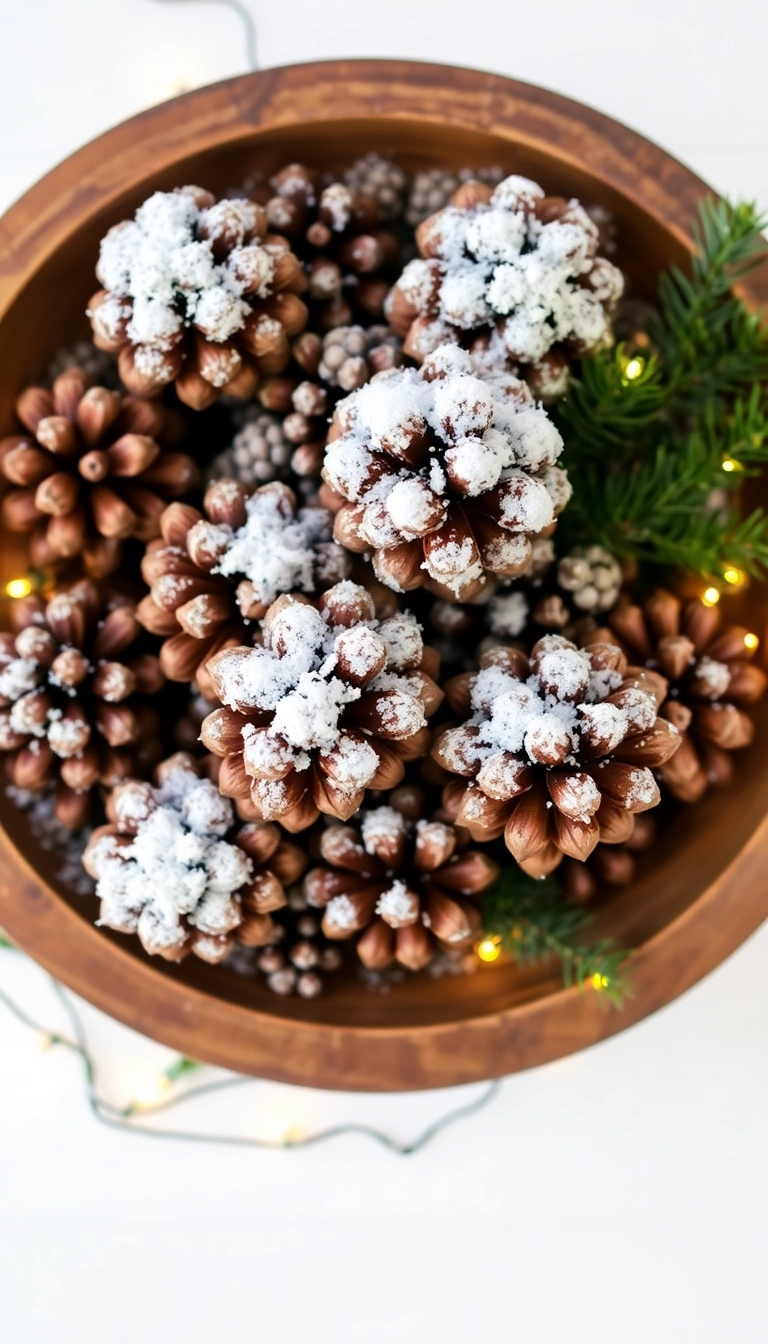 21 Simple and Elegant Last Minute Christmas Decorations That Wow! - 1. Pine Cone Centerpieces