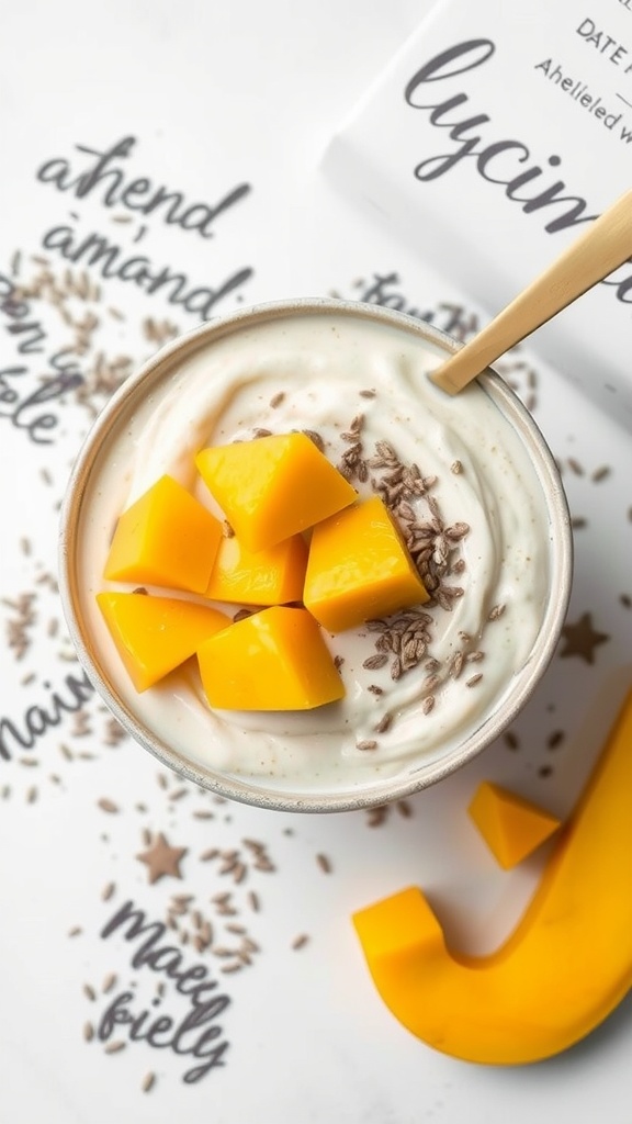 Chia seed pudding with mango and almond milk