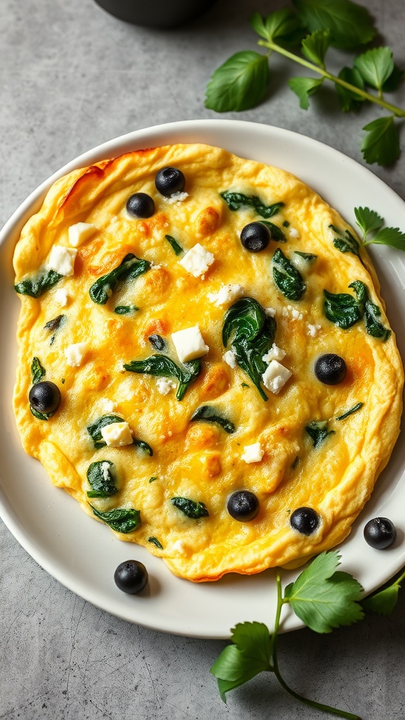 A Spinach and Feta Omelette on a plate