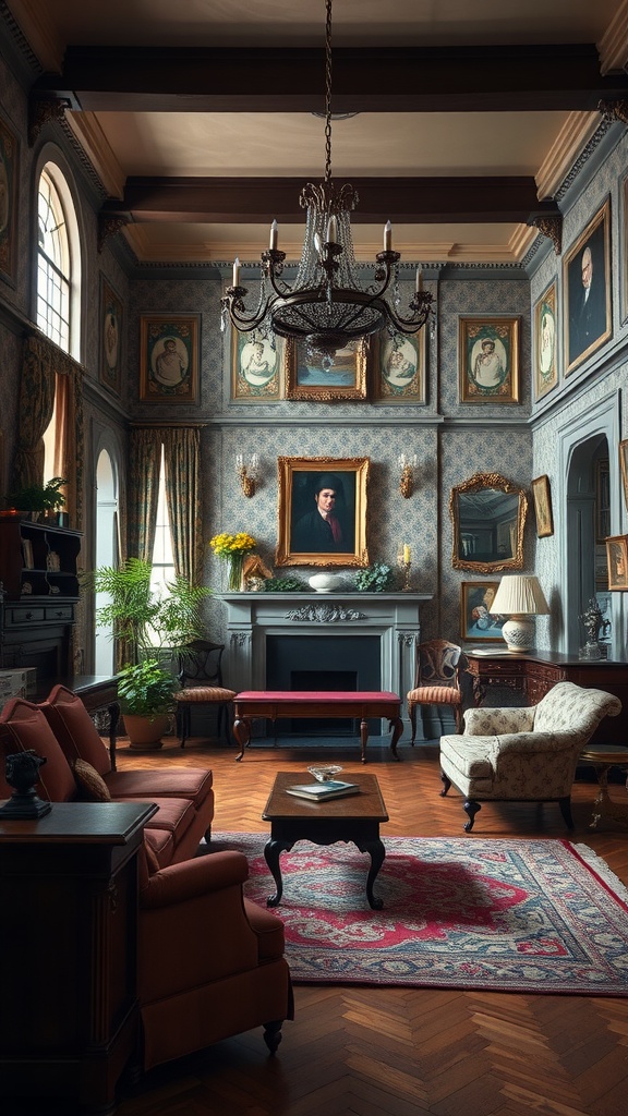 Elegant interior featuring antique furnishings and rich decor.