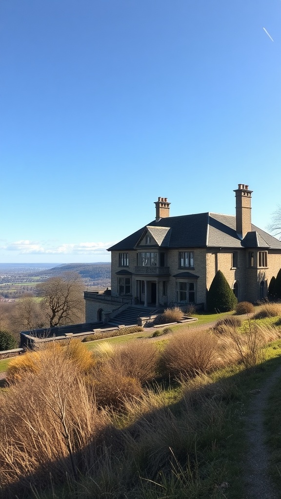 Sophisticated manor house with panoramic views in a beautiful landscape.